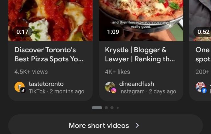 Online search results